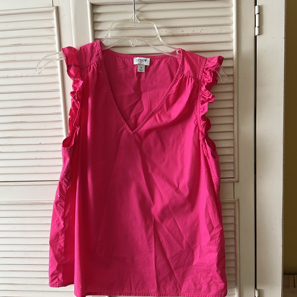 J. Crew Pink Ruffled Sleeveless Tank Top